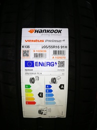 205/55R16 Hankook Ventus Prime 4 K135 91V