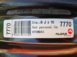 Hyundai i20 acélfelni 15X6J, 4X100X54.1 ET52. 2150682